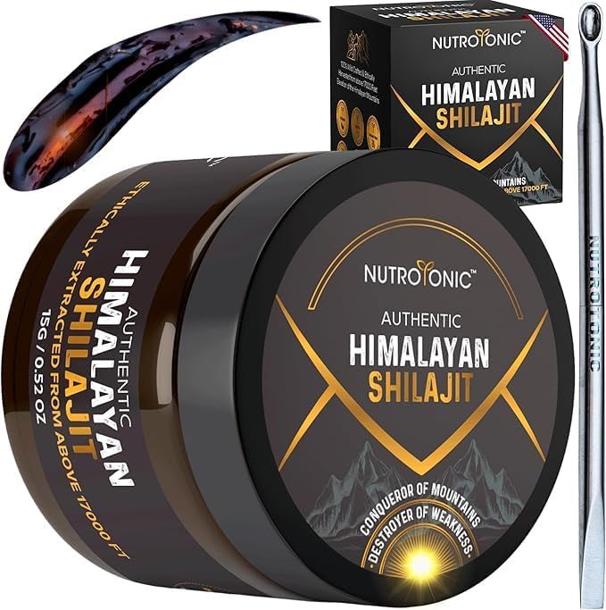 NutroTonic® Authentic Himalayan SHILAJIT® Resin + Organic SHILAJIT® Gummies Bundle | Premium 60 Days Sun-Dried Resin & 30 Gummies | Lab-Tested, Organic, Rich in Fulvic & Humic Acid | Supports Heart, B