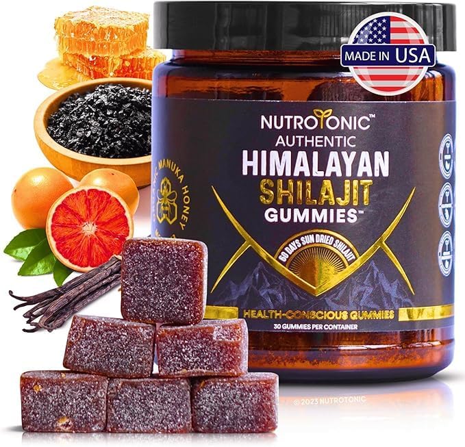 NutroTonic® Authentic Himalayan SHILAJIT® Resin + Organic SHILAJIT® Gummies Bundle | Premium 60 Days Sun-Dried Resin & 30 Gummies | Lab-Tested, Organic, Rich in Fulvic & Humic Acid | Supports Heart, B